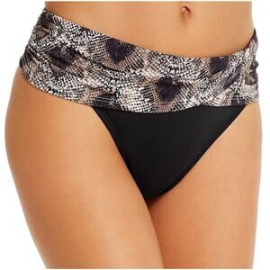 Bleu Rod Beattie Swim Bottoms Size 12 NWT Snake Python Print Foldover Black